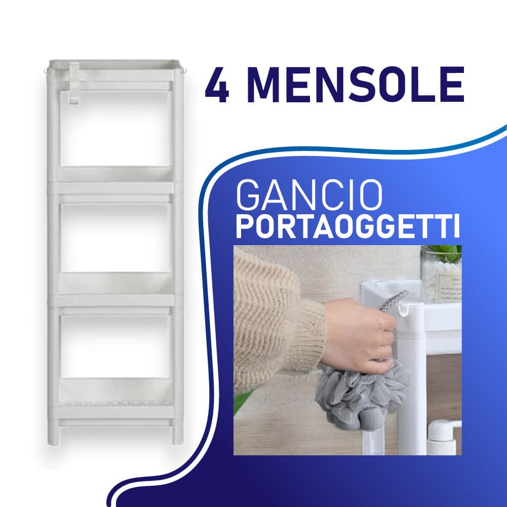 Scaffale Multiuso 4 piani Salvaspazio per Casa, Ufficio, Lavoro 35.5x23 H 100CM in Mensole Danyx - Casoria, commercioVirtuoso.it