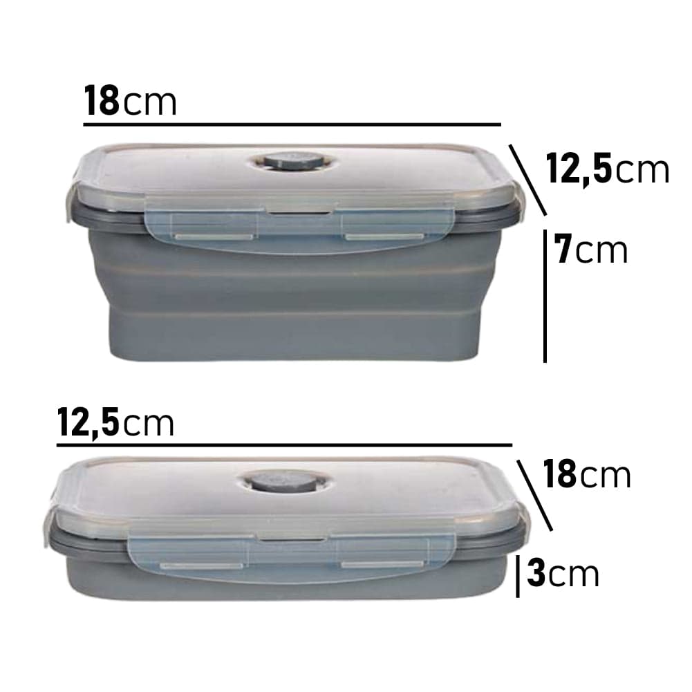 Porta Pranzo Kit 2pz Contenitori Alimenti Silicone Salvaspazio Lunch Box 800 ml in Scatole bento Danyx - Casoria, commercioVirtuoso.it