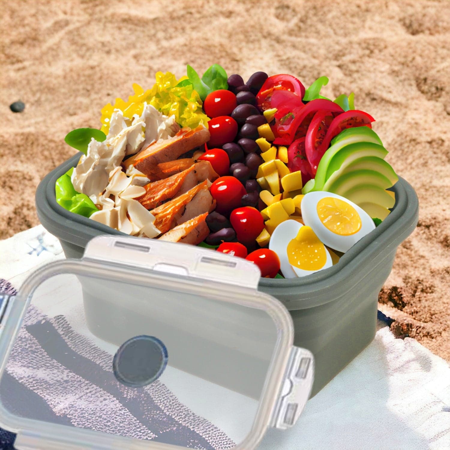 Porta Pranzo Kit 2pz Contenitori Alimenti Silicone Salvaspazio Lunch Box 540ml in Scatole bento Danyx - Casoria, commercioVirtuoso.it