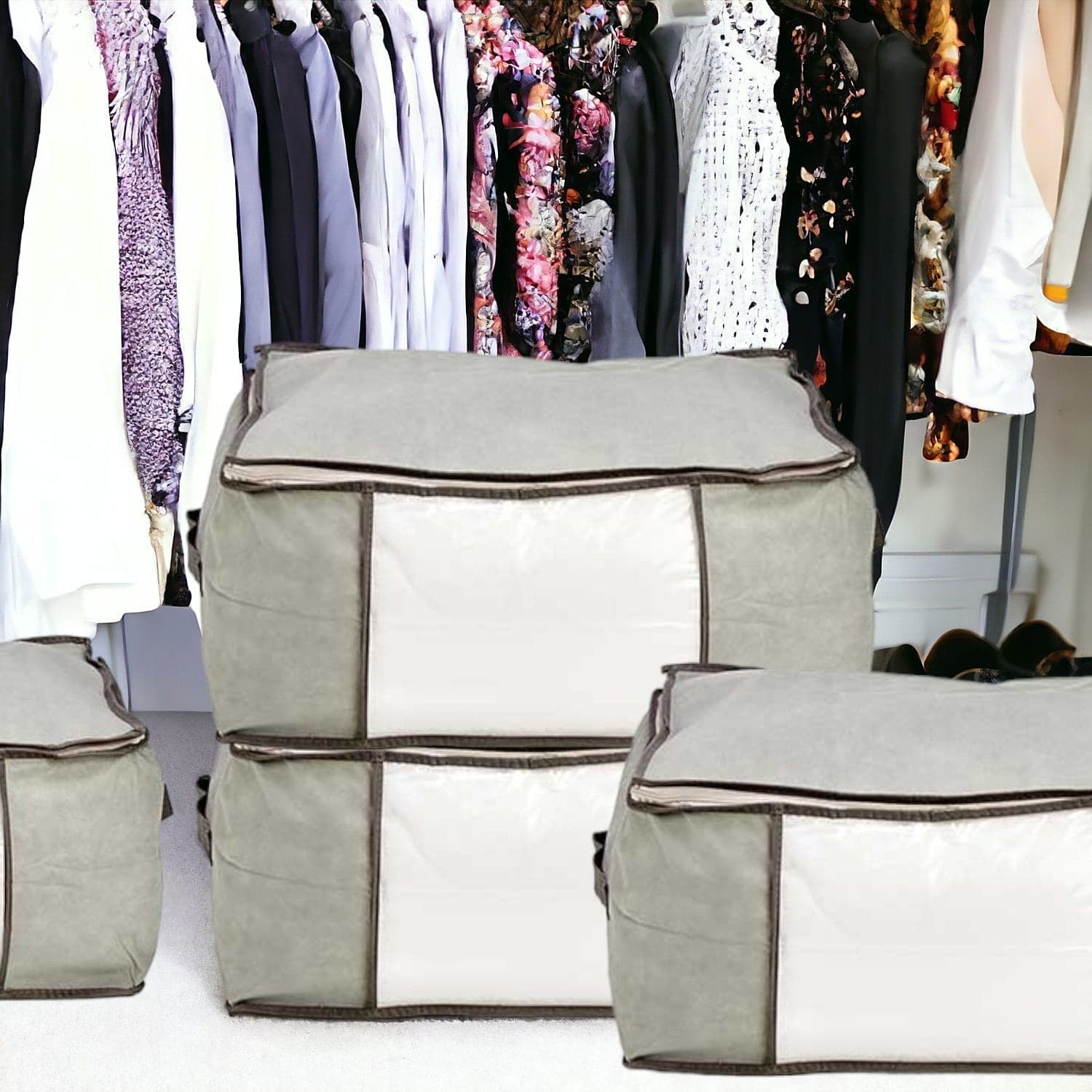 Scatole Kit 4pz Contenitori Indumenti Piumoni Vestiti Organizer Armadio 45X30X20 in Contenitori sottoletto Danyx - Casoria, commercioVirtuoso.it