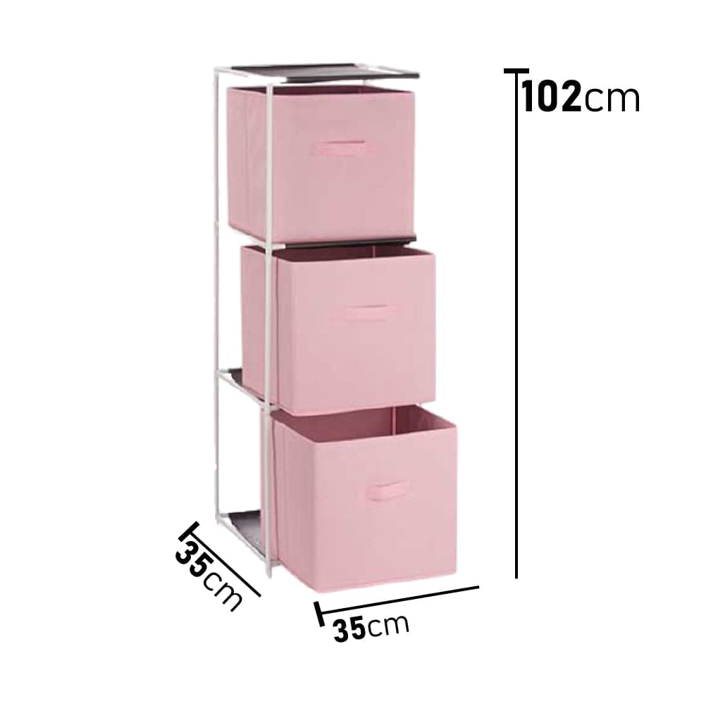Cassettiera Multiuso in Metallo 3Cassetti in Stoffa 35x35 H 102cm Rosa Salvaspazio in Comò e cassettiere Danyx - Casoria, commercioVirtuoso.it