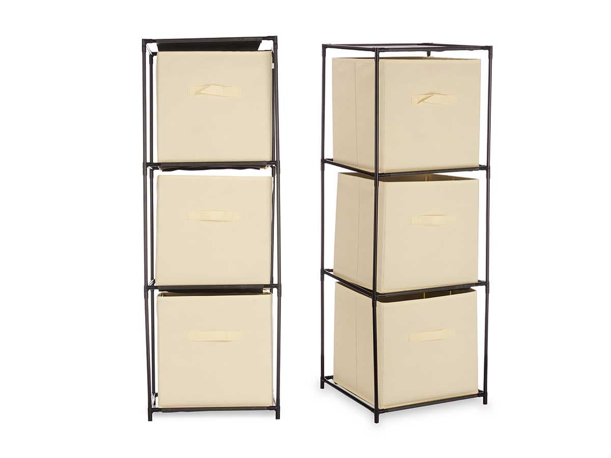 Cassettiera Multiuso in Metallo 3Cassetti in Stoffa 35x35 H 102cm Beige Salvaspazio in Comò e cassettiere Danyx - Casoria, commercioVirtuoso.it