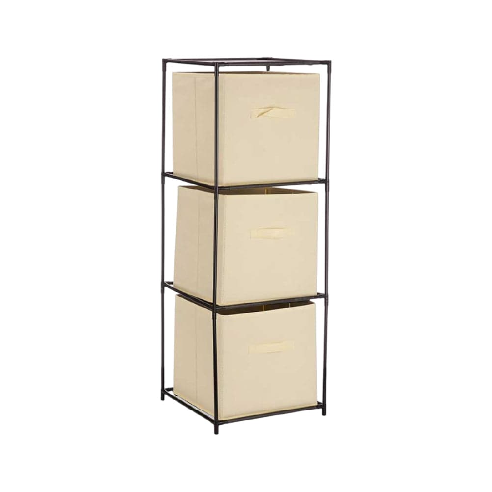 Cassettiera Multiuso in Metallo 3Cassetti in Stoffa 35x35 H 102cm Beige Salvaspazio in Comò e cassettiere Danyx - Casoria, commercioVirtuoso.it