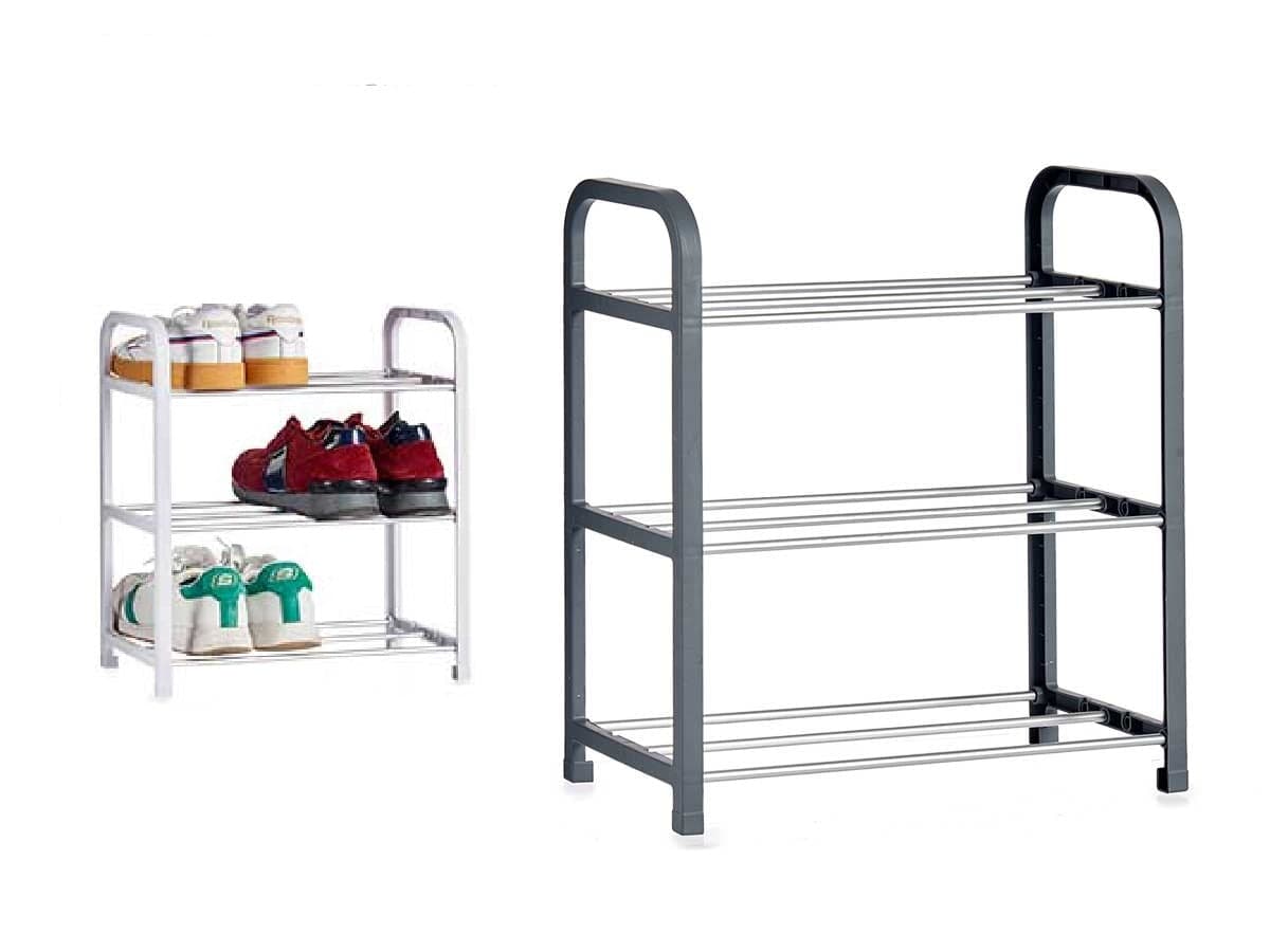 Porta Scarpe 2pz con 3 Ripiani in Metallo e Plastica Organizer Scarpe Salvaspazio in Scaffali portascarpe Danyx - Casoria, commercioVirtuoso.it