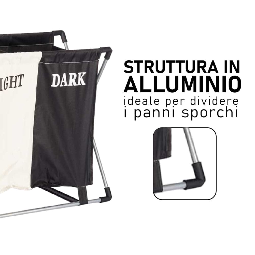 Cesto Porta Biancheria Doppio In Alluminio Tessuto Cotone Pieghevole Salvaspazio in Ceste per la biancheria Danyx - Casoria, commercioVirtuoso.it
