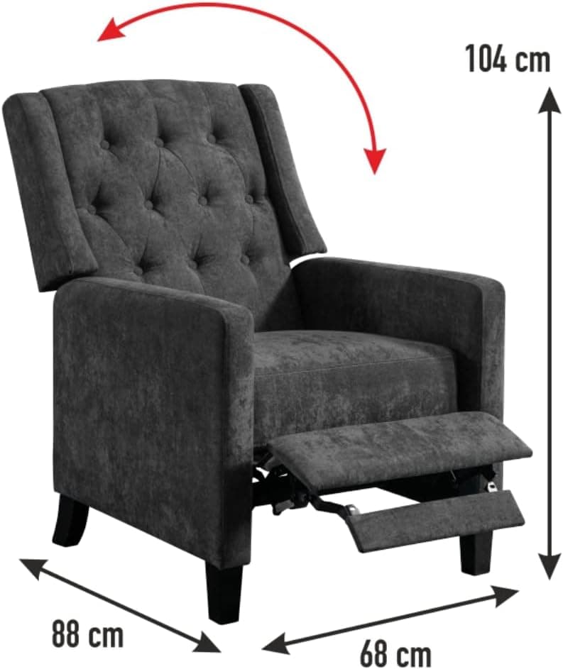 Poltrona Reclinabile Manuale Poggia Piedi Relax Trapuntata con Bottoni Grigio Dark in Poltrone reclinabili Danyx - Casoria, commercioVirtuoso.it