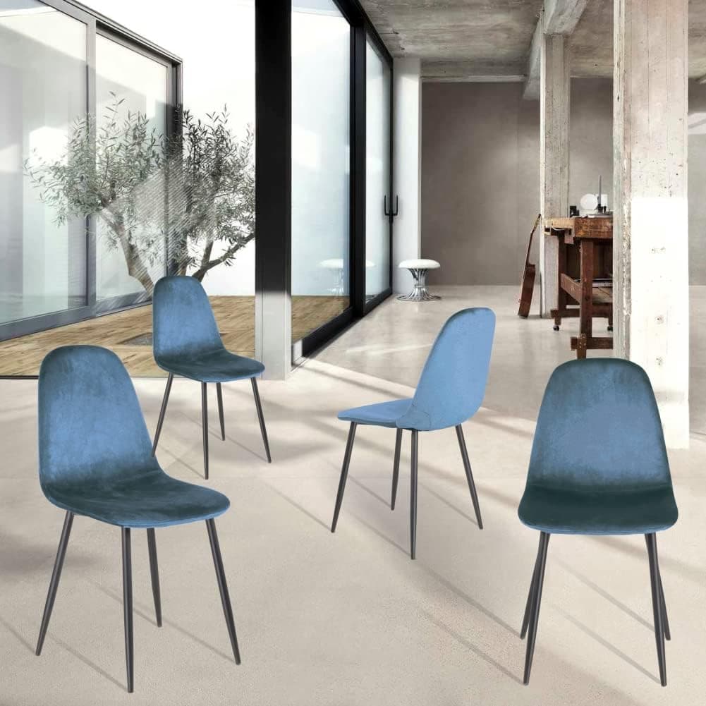 Sedia Poltroncina in Velluto Set 4pz Sedie per Sala da Pranzo Ristorante Blu Tempesta in Sedie Danyx - Casoria, commercioVirtuoso.it