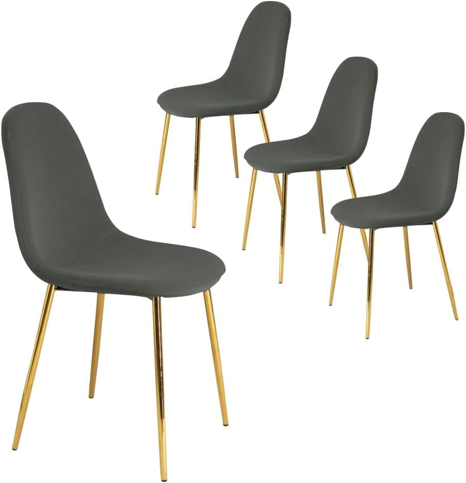 Sedia Poltrona in Velluto 4pz Sala da Pranzo Cucina Ristorante Gambe Metallo Oro Grigio in Sedie Danyx - Casoria, commercioVirtuoso.it