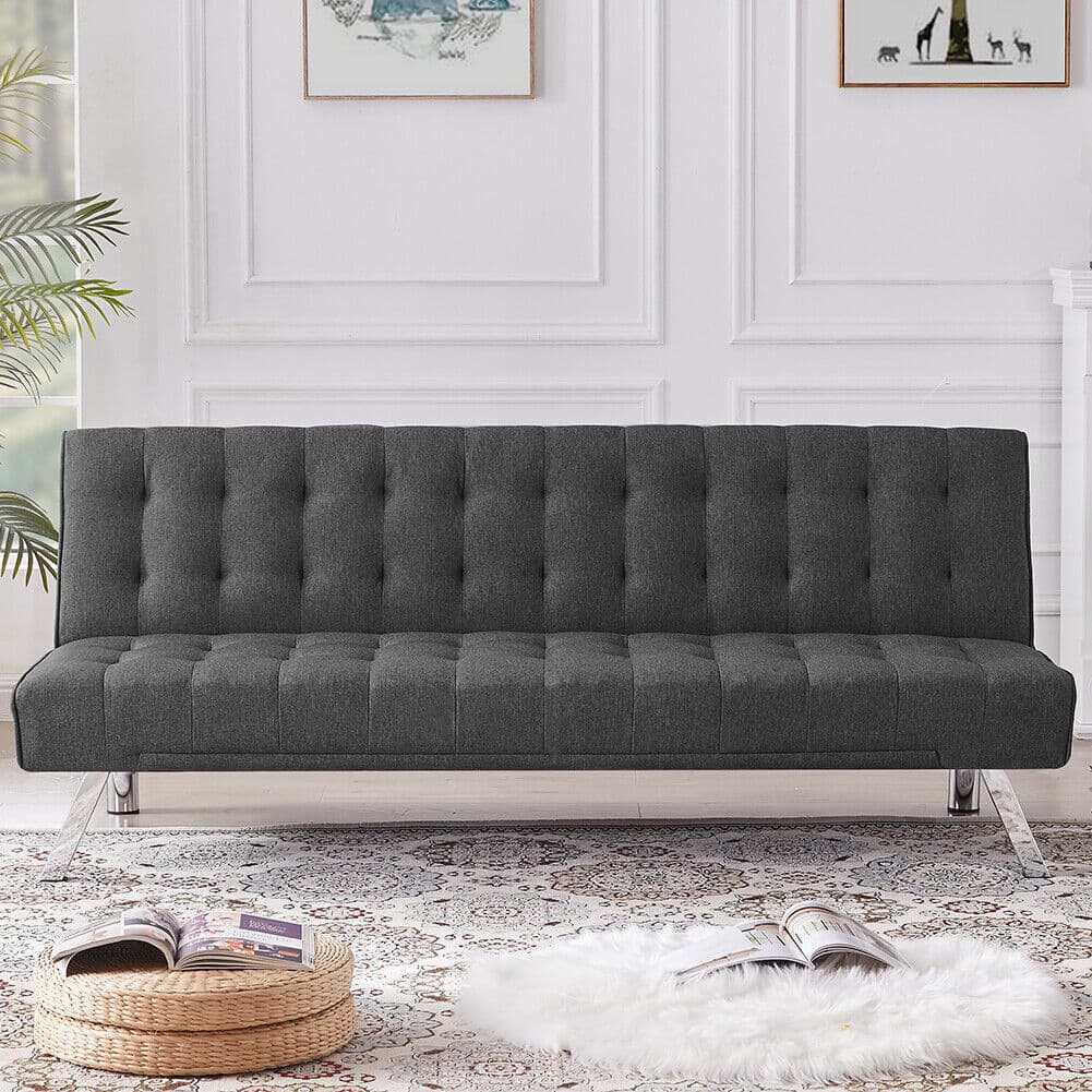 Divano Letto Clik Clak Schienale Reclinabile 175cm Tessuto Grigio Stile Moderno in Divani Danyx - Casoria, commercioVirtuoso.it