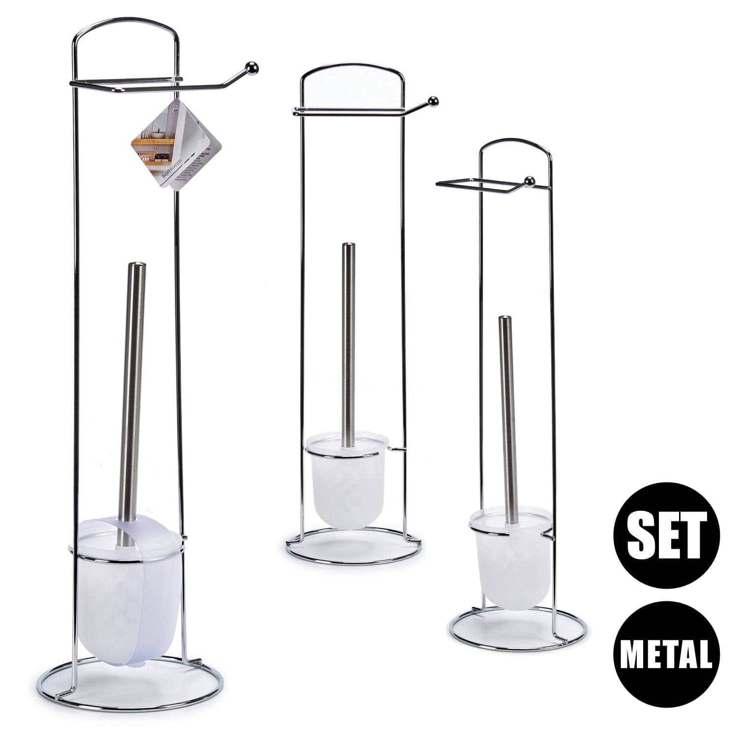 Piantana da Bagno Porta Rotolo e Porta Scopino Metallo Cromo h59 cm Salvaspazio in Scopini e porta scopini Danyx - Casoria, commercioVirtuoso.it