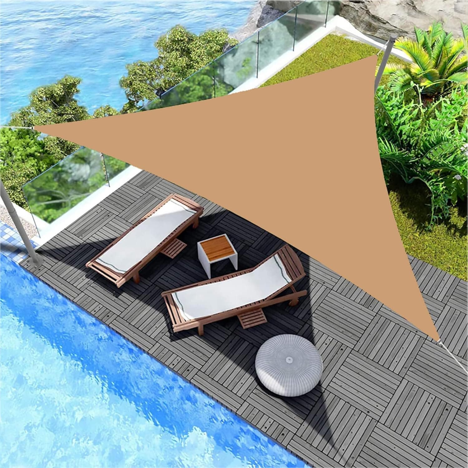 Tenda Ombrellone Antiriflesso Vela Ombreggiante Anti UV Triangolare 5x5x5 mt Beige in Vele parasole Danyx - Casoria, commercioVirtuoso.it