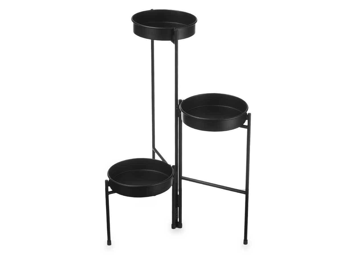 Scaffale Tavolino Porta Piante 3 altezze Metallo Nero 32x46 H 61.5 cm Moderno in Portavasi Danyx - Casoria, commercioVirtuoso.it