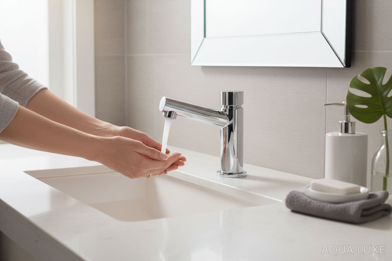 Miscelatore temporizzato a pulsante acqua calda/fredda in Rubinetti per lavandini bagno BagnoClic.it - Pregnana Milanese, commercioVirtuoso.it