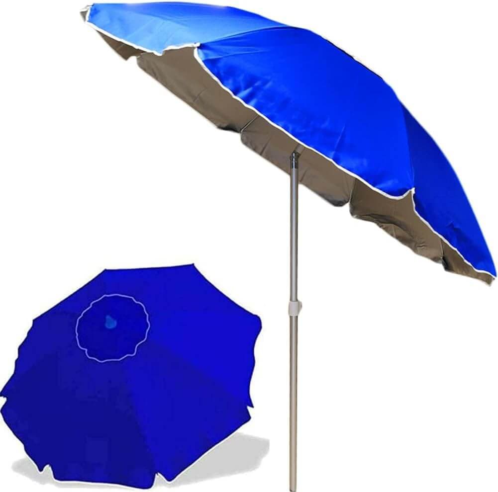 Ombrellone da spiaggia Alluminio 2 mt con Snodo tessuto Polyestere BLU Palo 32