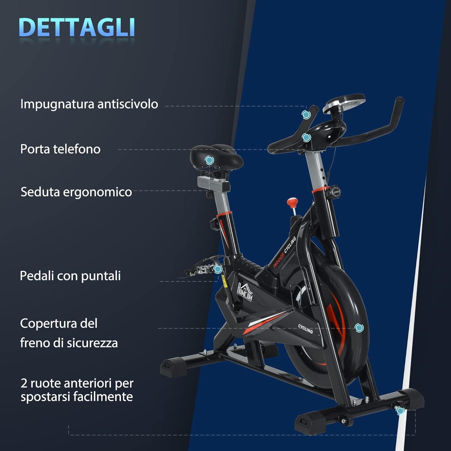 Cyclette Professionale con Supporto per Cellulare, Monitor LCD, Manubrio e Resistenza Regolabile in Cyclette Danyx - Casoria, commercioVirtuoso.it