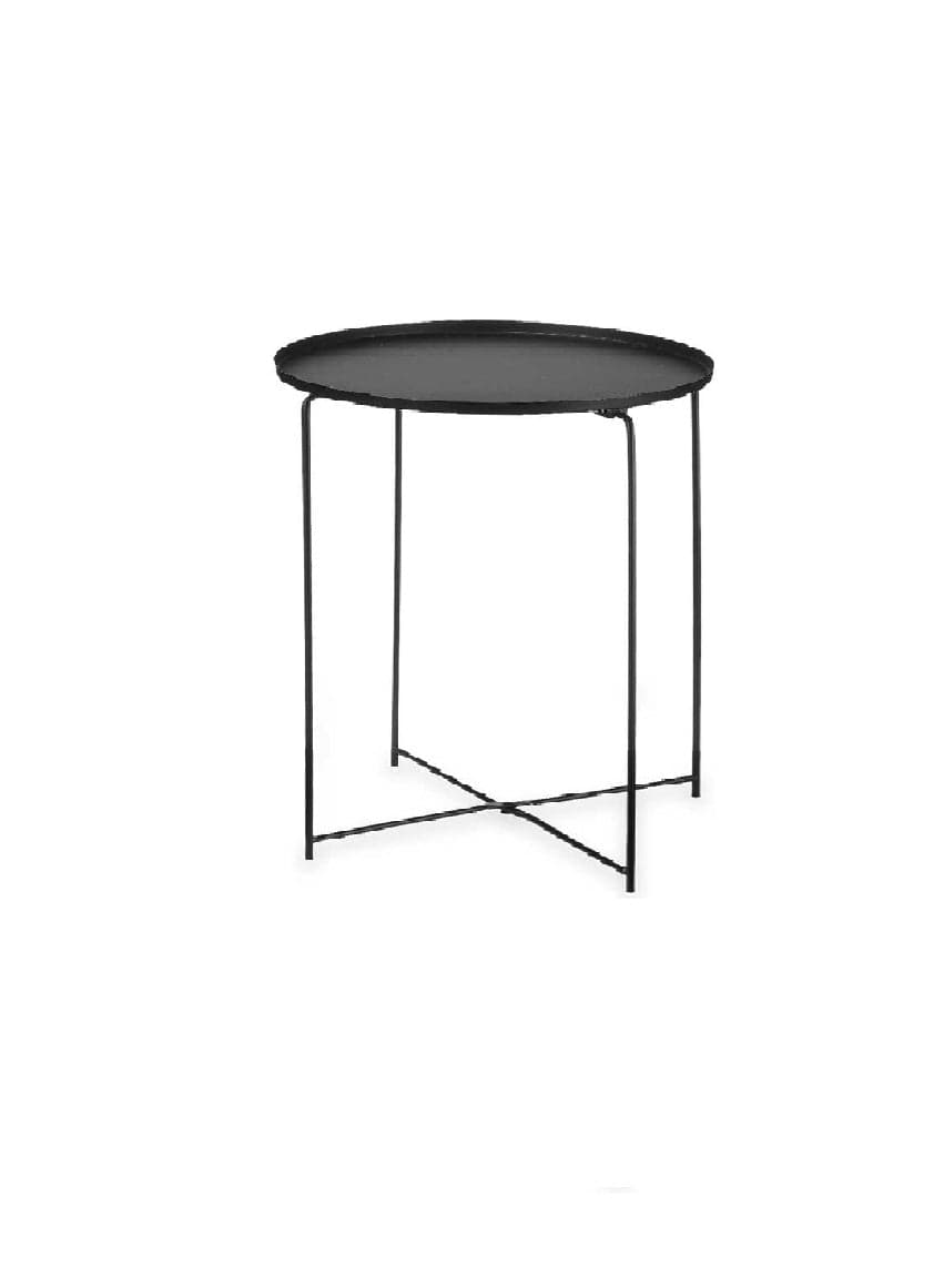 Tavolino da Salotto con Vassoio Tondo Metallo Moderno 35x35 H 50,5 cm Nero in Tavolini da caffè Danyx - Casoria, commercioVirtuoso.it