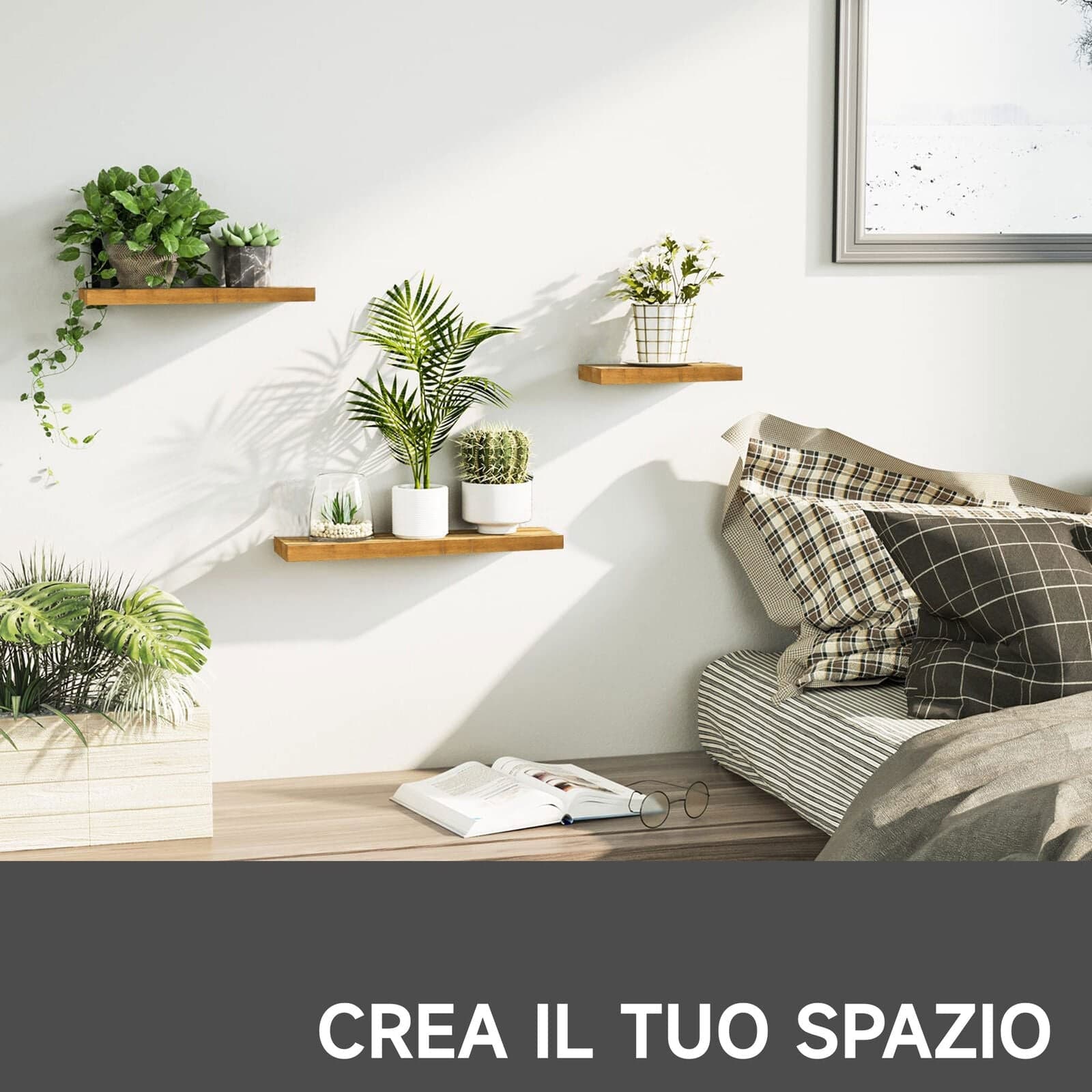 Set Da 3 Mensole Da Parete In Legno Di Pino 30/40/50 x 18 x 3.6 cm in Mensole da muro Danyx - Casoria, commercioVirtuoso.it