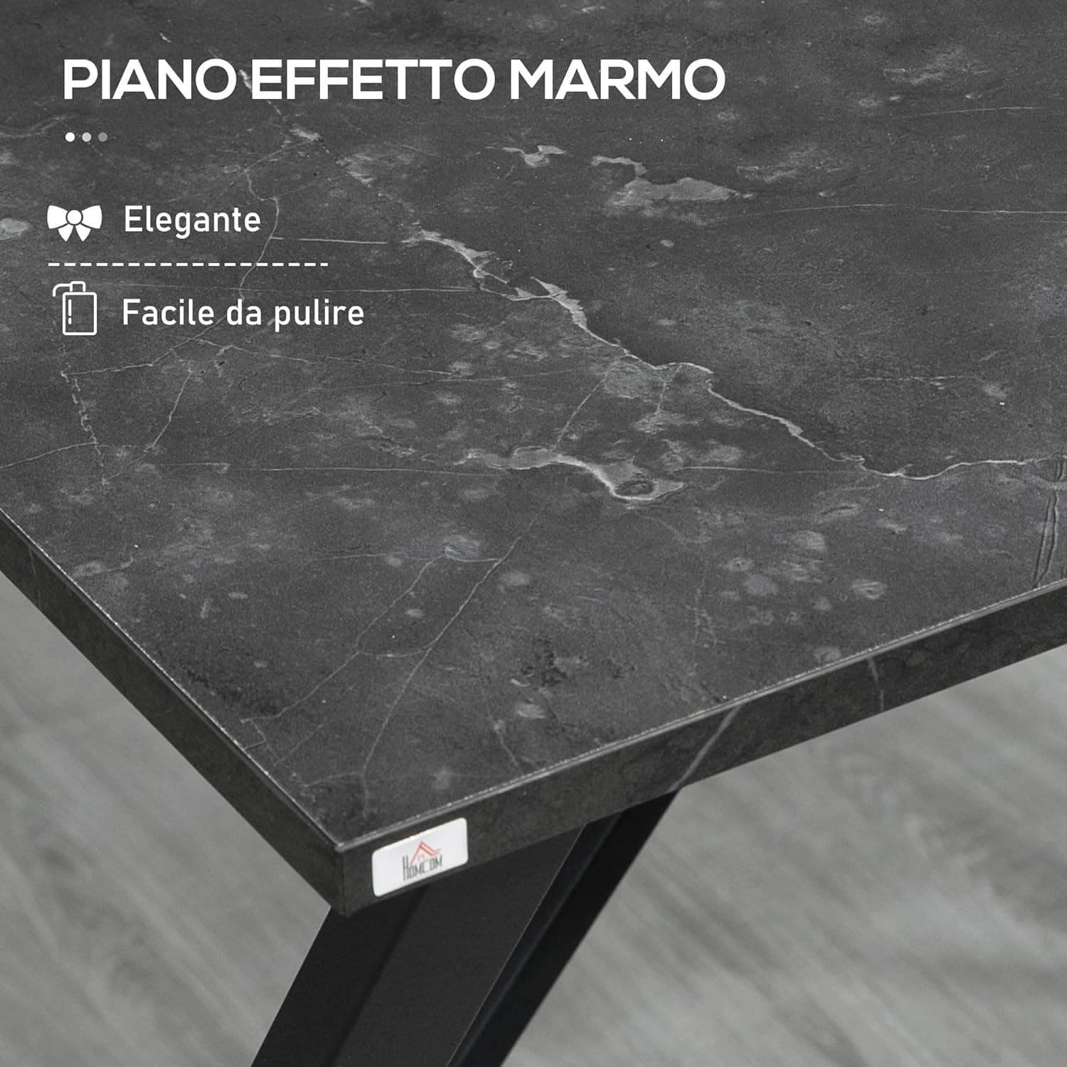 Bancone Bar Stile Moderno Industriale, Effetto Marmo 120x60x102cm, (Nero) in Tavoli da bar Danyx - Casoria, commercioVirtuoso.it
