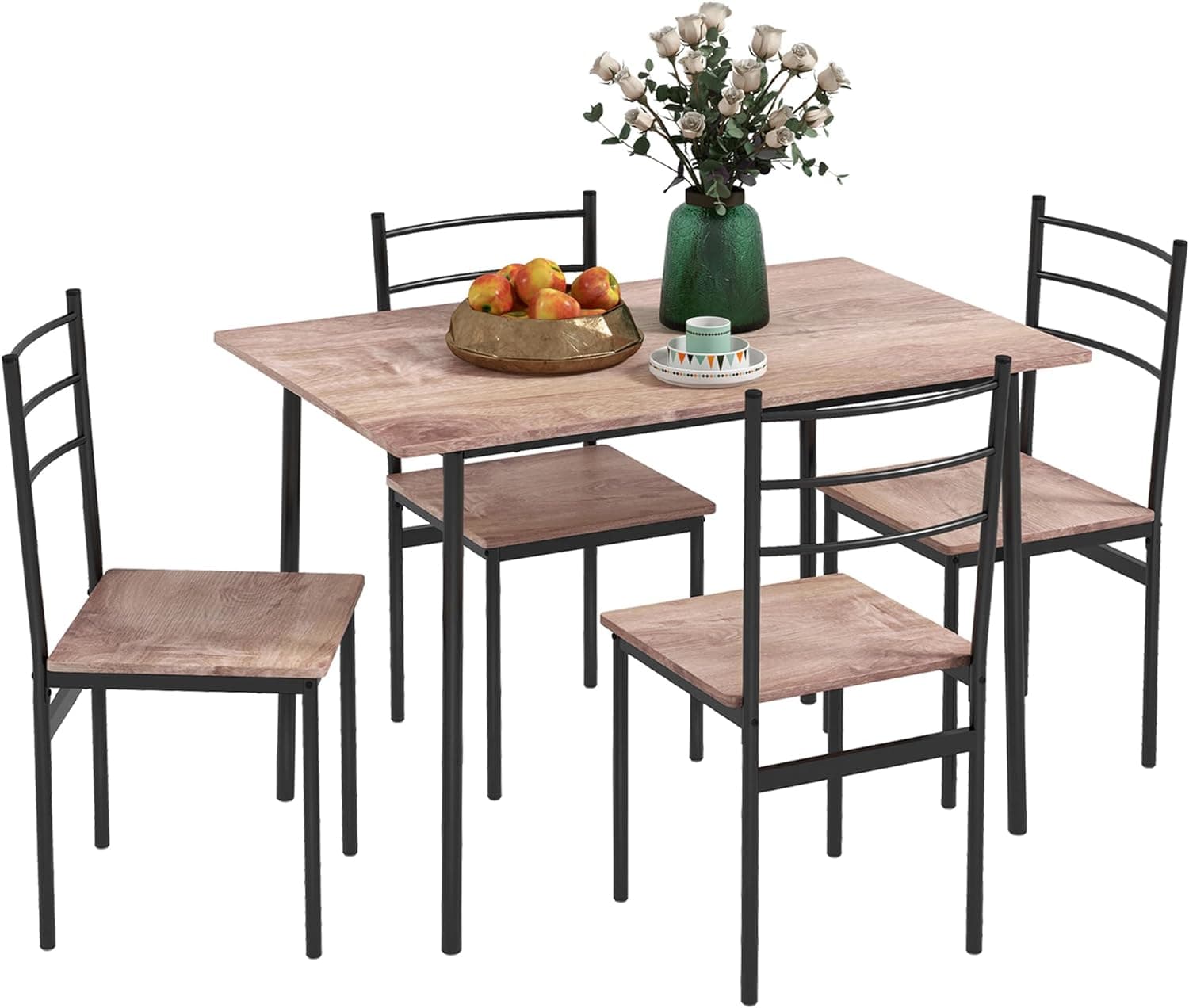 Set Tavolo e Sedie 5pz Salvaspazio Rettangolare 110x70x75 cm e 4 Sedie (Marrone e Nero) in Set sala da pranzo Danyx - Casoria, commercioVirtuoso.it