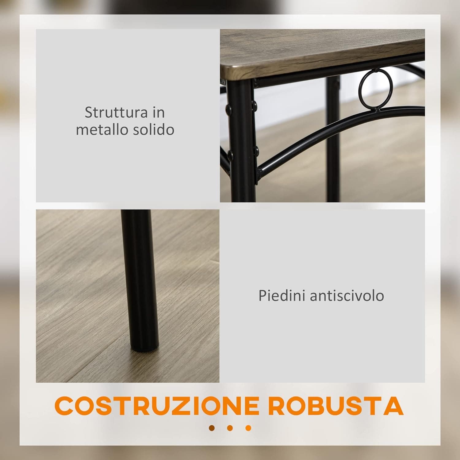 Tavolo Da Pranzo con 4 Sedie, Set 5 Pezzi in MDF e Metallo 110L x 70P x 75Acm in Set sala da pranzo Danyx - Casoria, commercioVirtuoso.it
