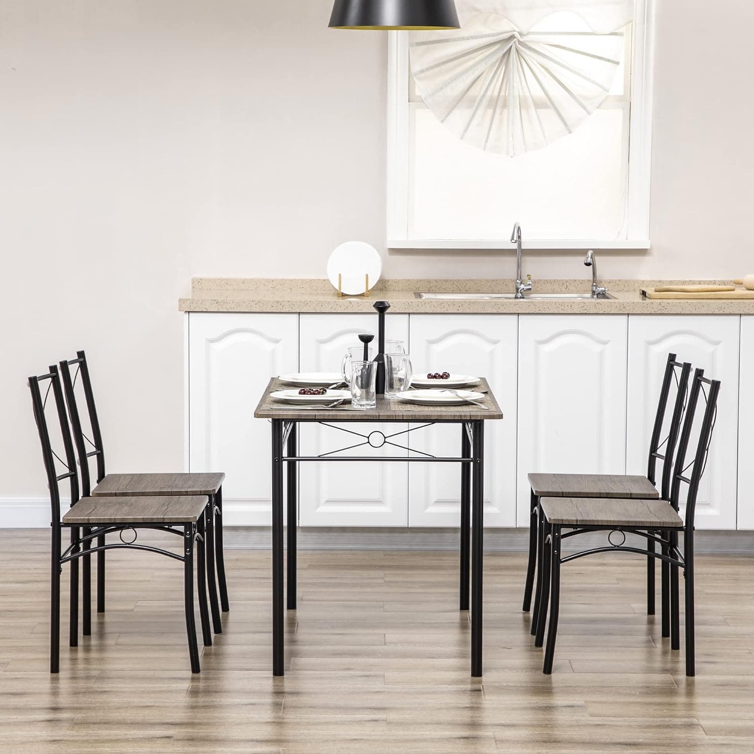 Tavolo Da Pranzo con 4 Sedie, Set 5 Pezzi in MDF e Metallo 110L x 70P x 75Acm in Set sala da pranzo Danyx - Casoria, commercioVirtuoso.it