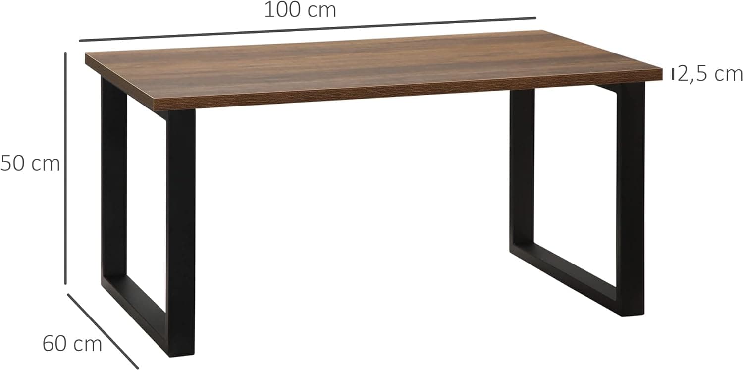 Tavolino da Caffè Stile Industriale in Legno e Acciaio, 100x60x50cm in Tavolini da caffè Danyx - Casoria, commercioVirtuoso.it
