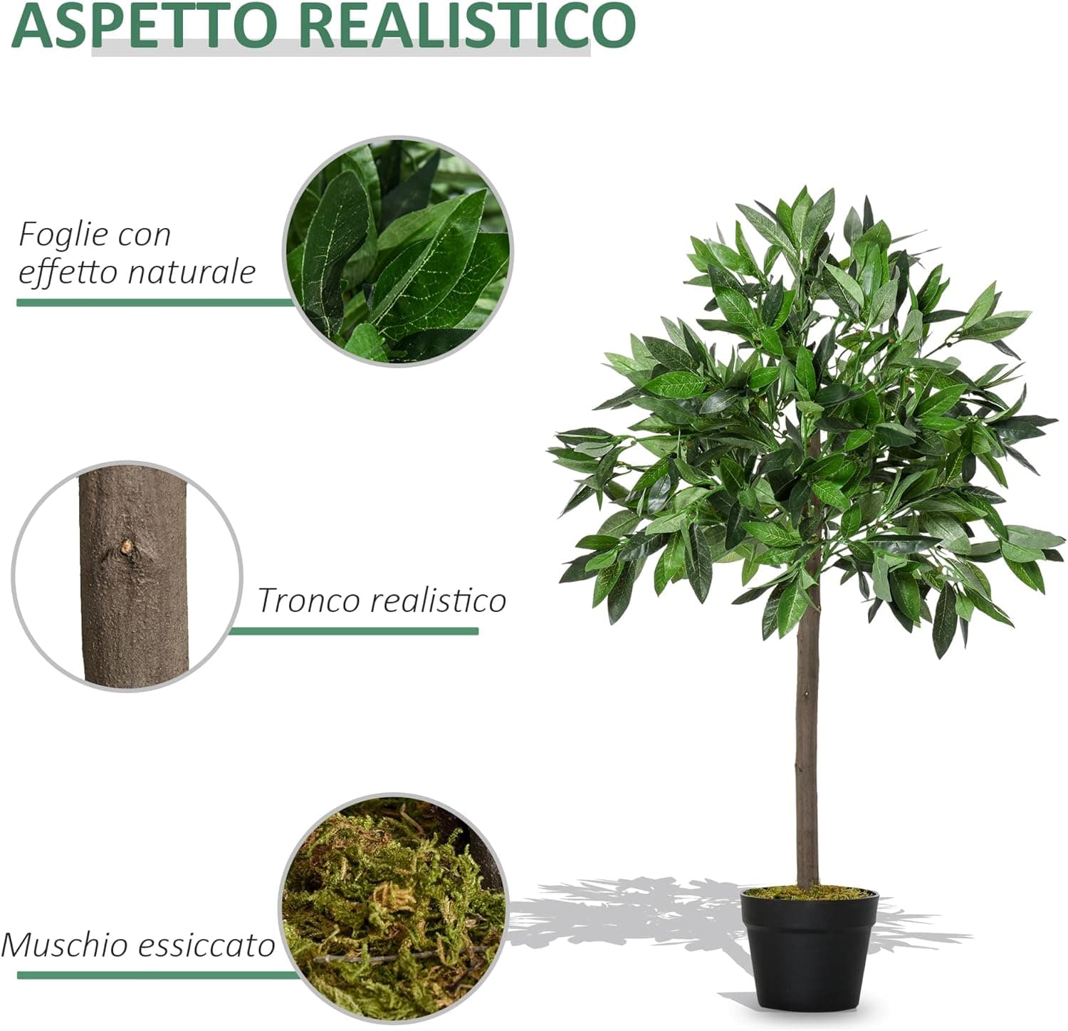 Set di 2 Alberi di Alloro in Vaso di Plastica Altezza 90cm per Interni ed Esterni Verde in Piante artificiali Danyx - Casoria, commercioVirtuoso.it