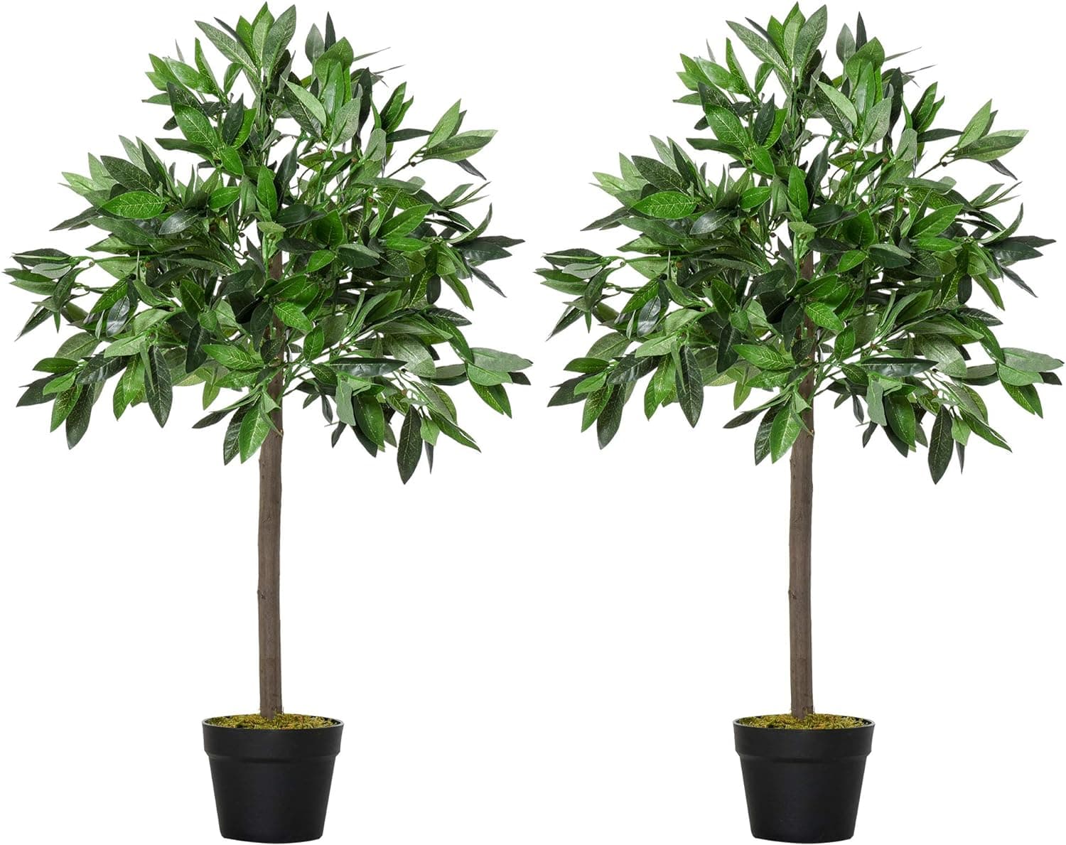 Set di 2 Alberi di Alloro in Vaso di Plastica Altezza 90cm per Interni ed Esterni Verde in Piante artificiali Danyx - Casoria, commercioVirtuoso.it