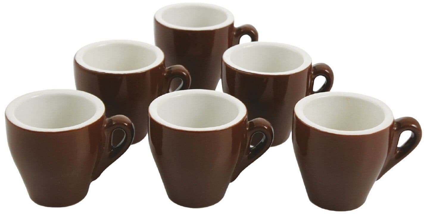 Tazzine in ceramica Bar Set 12pz 90ml con Bordo Grosso 5mm (Marrone) H6xD6,5cm in Servizi da caffè Danyx - Casoria, commercioVirtuoso.it