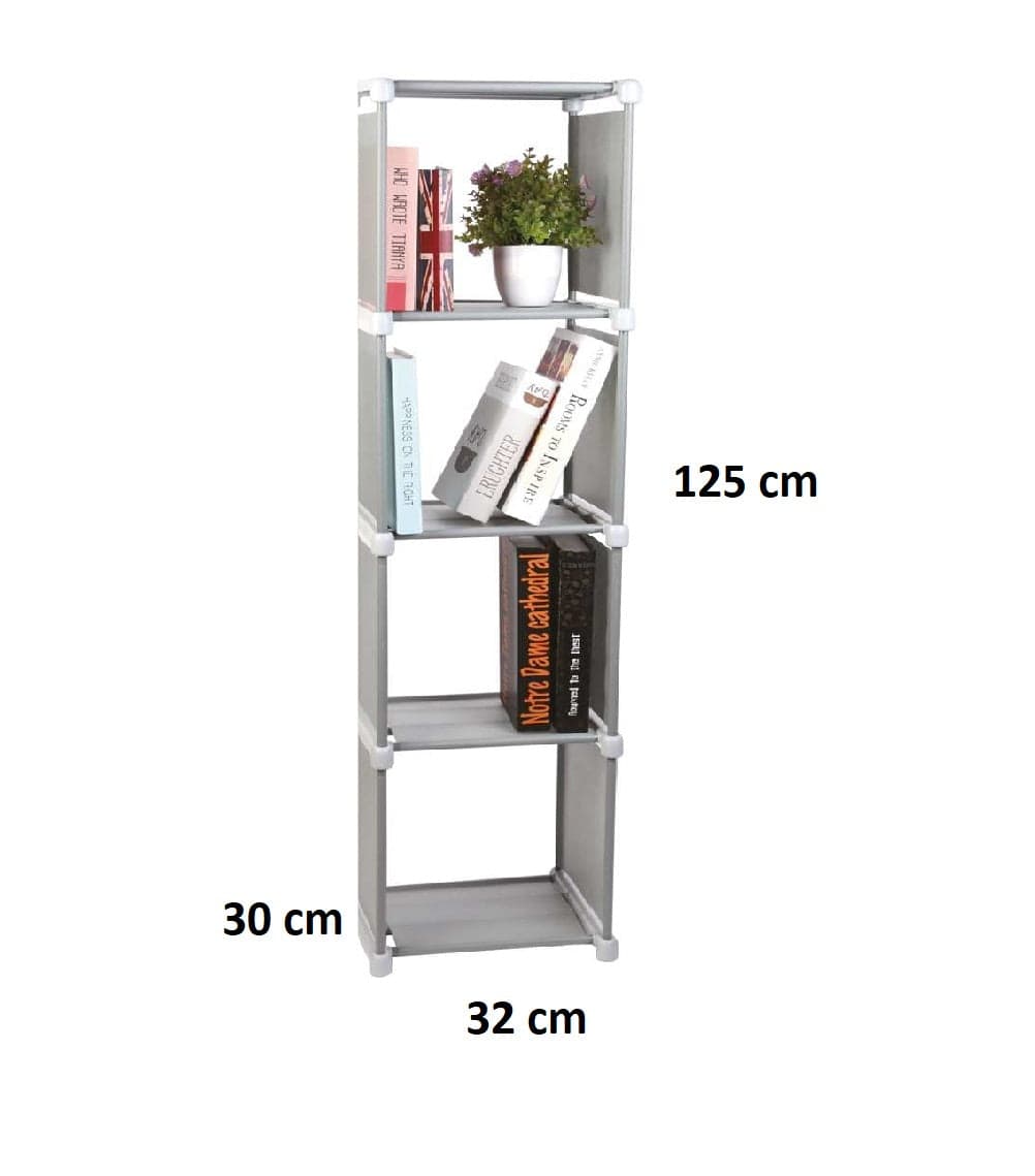 Scaffale Tower 4 Ripiani, Multiuso Salvaspazio in Tnt 32 x 30x h 125 cm Grigio in Unità di mensole Danyx - Casoria, commercioVirtuoso.it