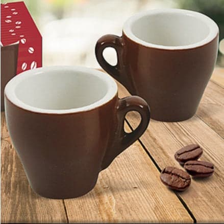 Tazzine in ceramica Bar Set 12pz 90ml con Bordo Grosso 5mm (Marrone) H6xD6,5cm in Servizi da caffè Danyx - Casoria, commercioVirtuoso.it