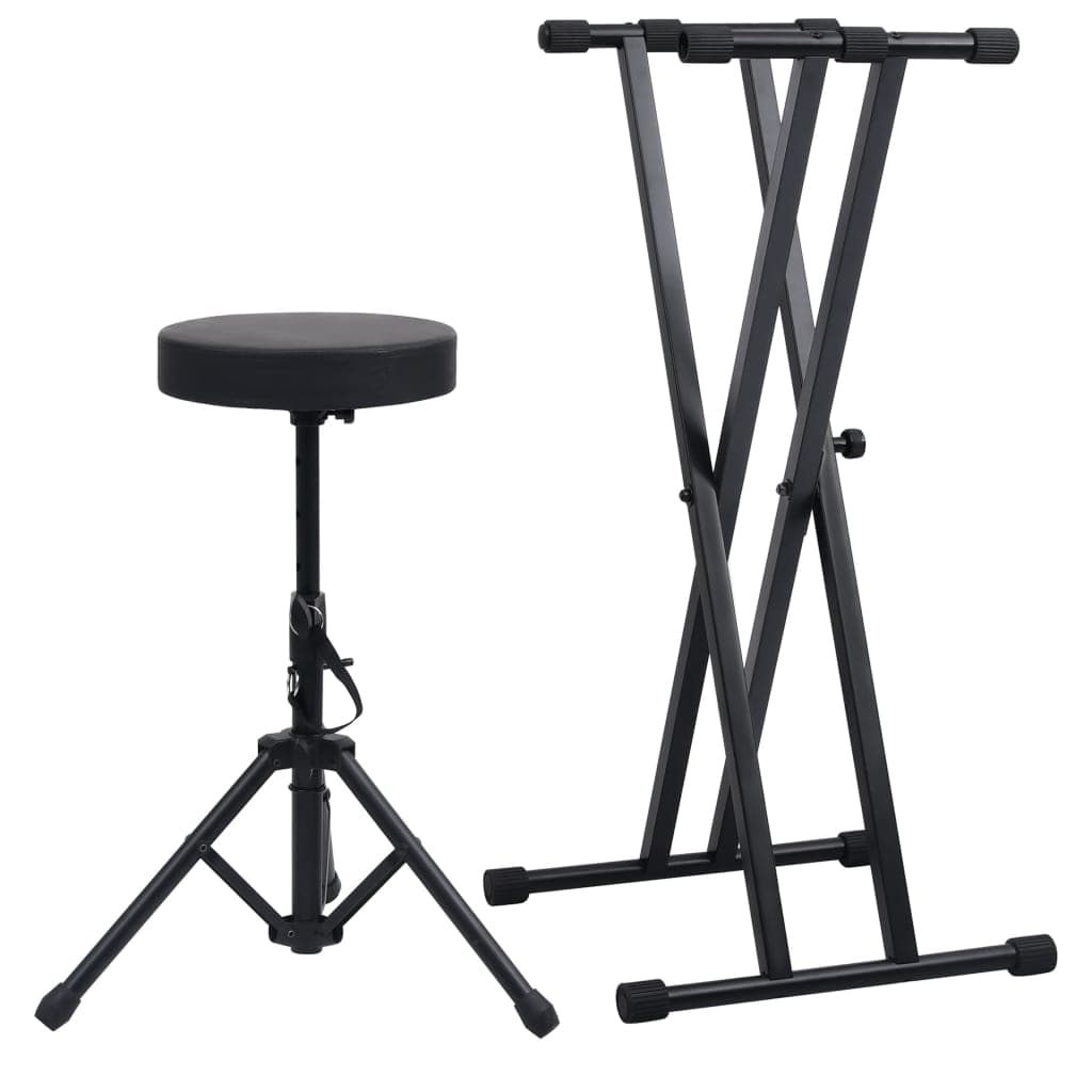 Kit Supporto per Tastiera a Doppia Staffa e Sgabello Girevole Regolabili Nero in Supporti Esplodia - Napoli, commercioVirtuoso.it
