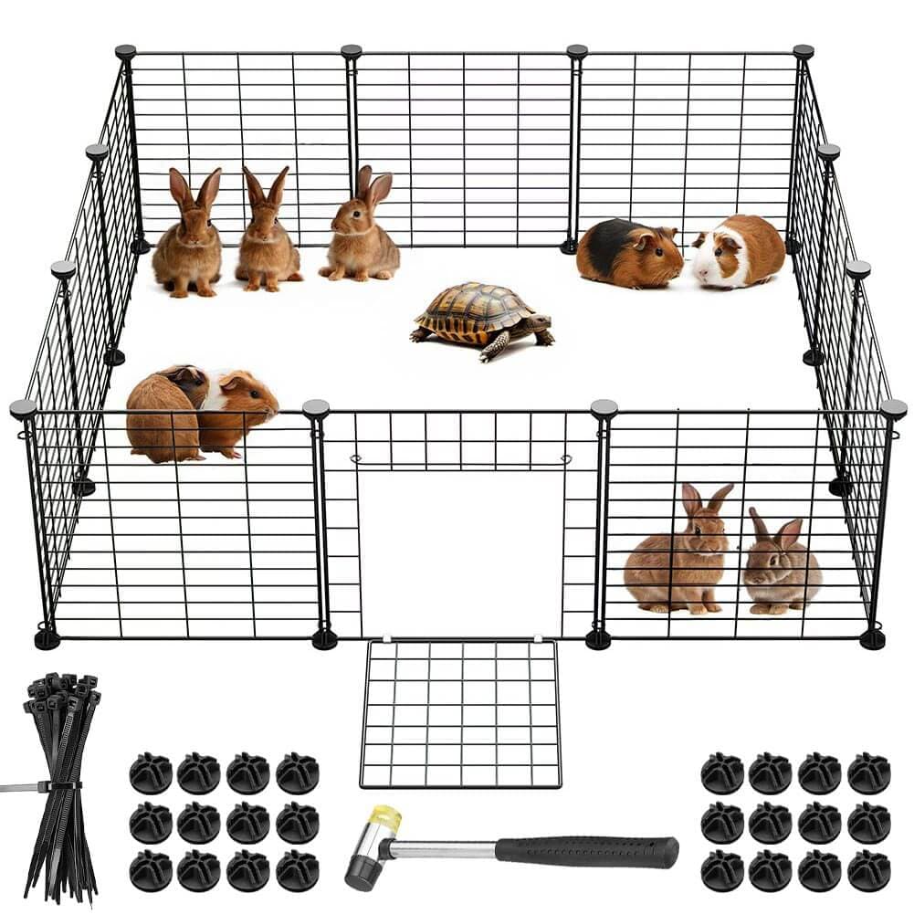 Recinto Animali di Piccola Taglia con Porta Apribile per Criceti Conigli 12 pz