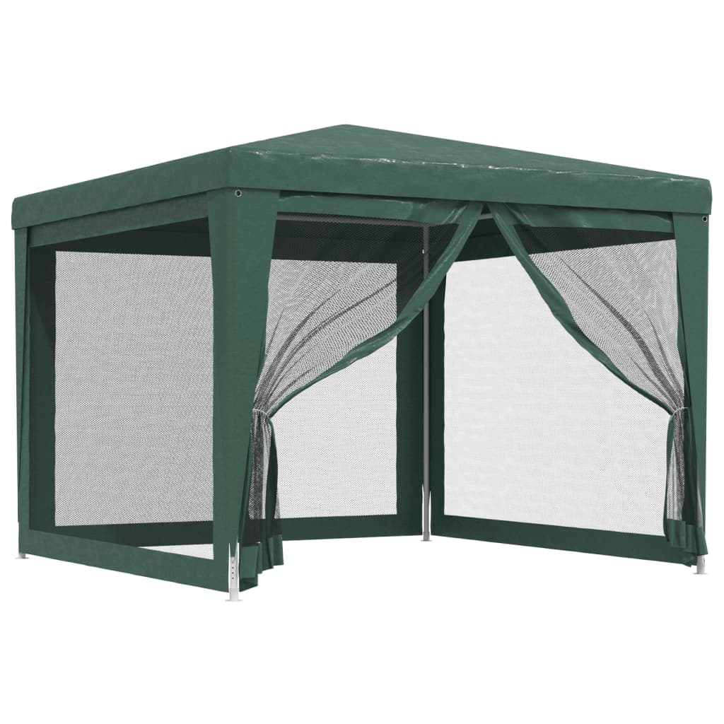 Tenda per Feste con 4 Pareti Laterali in Rete Verde HDPE Resistente ai Raggi UV