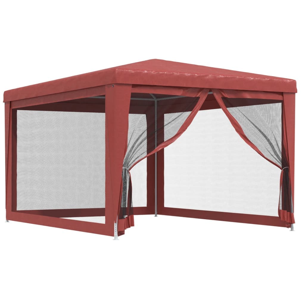 Tenda per Feste con Pareti Laterali in Rete Rossa HDPE Resistente All' acqua
