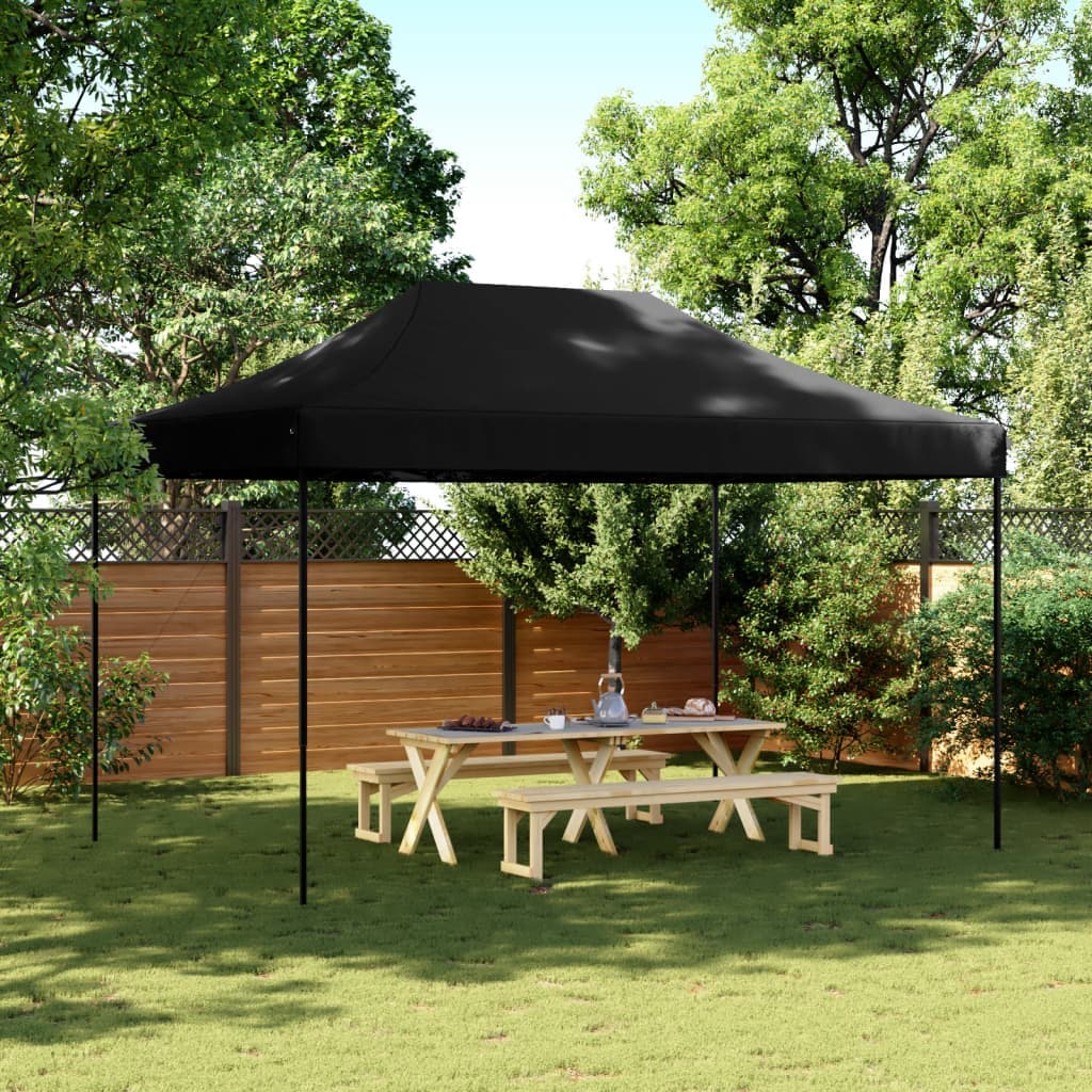 Tenda da Festa Pieghevole Pop-Up Tessuto Oxford Nero Cornice nera 292x292x315 cm