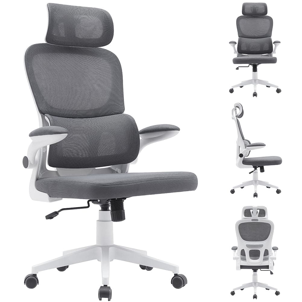 Sedia da Ufficio Tessuto Antisudore Grigio Struttura Bianca Poltrona Scrivania in Sedie da scrivania Danyx - Casoria, commercioVirtuoso.it