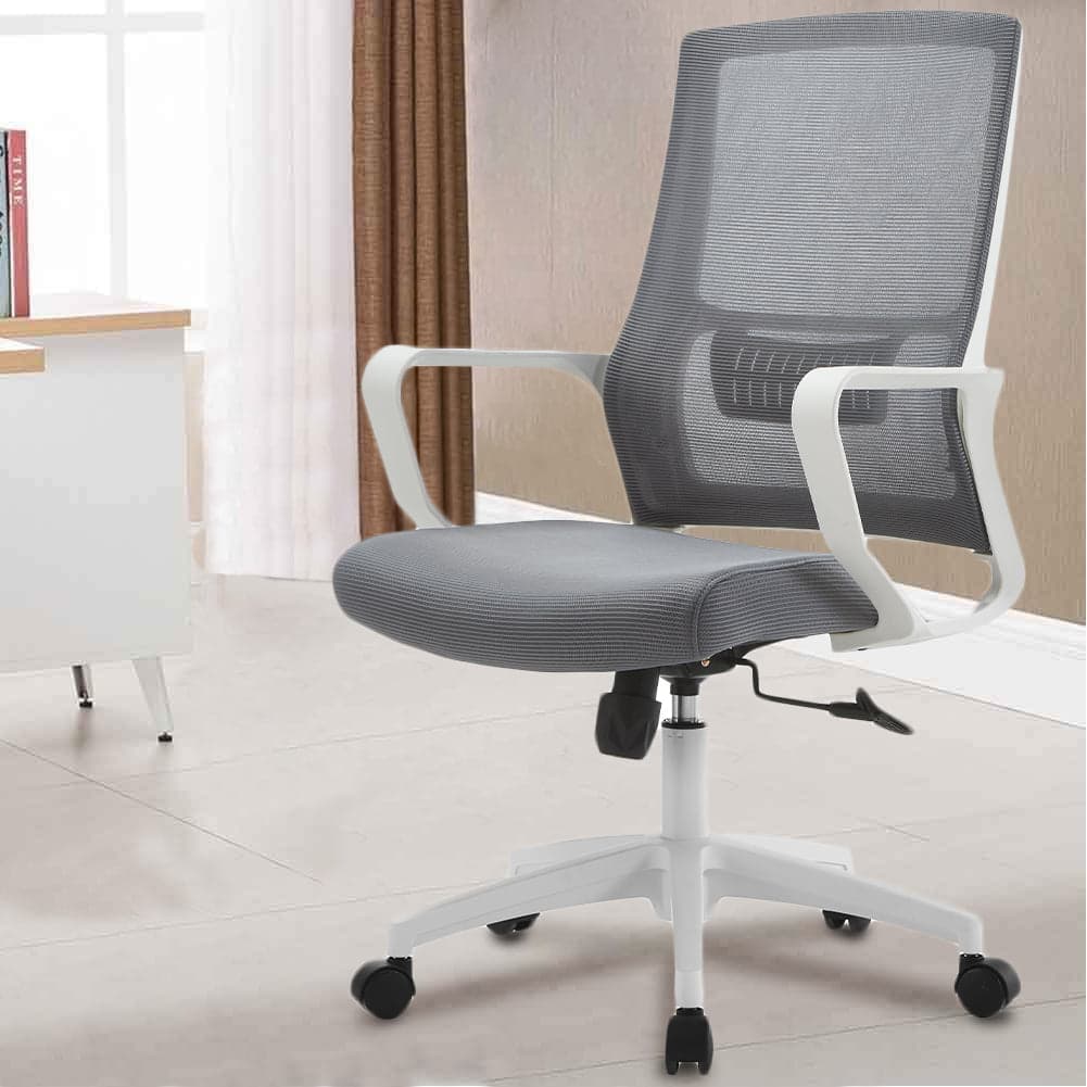 Poltrona Sedia Ufficio Bianco e Grigio Regolazione Altezza 5Ruote Studio Cameretta in Sedie da scrivania Danyx - Casoria, commercioVirtuoso.it