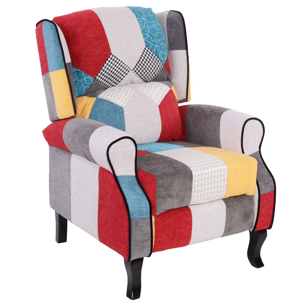 Poltrona Reclinabile Patchwork in Tessuto Vintage Seduta Comoda con Braccioli in Poltrone Danyx - Casoria, commercioVirtuoso.it