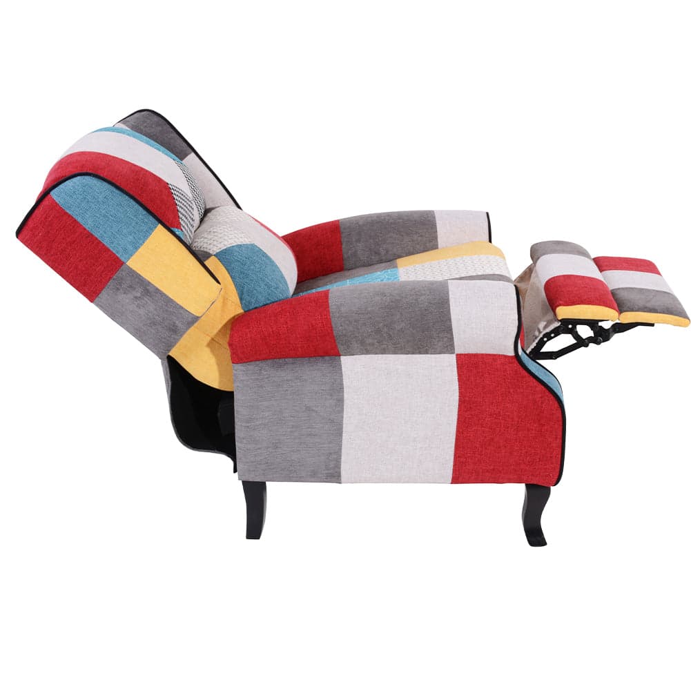 Poltrona Reclinabile Patchwork in Tessuto Vintage Seduta Comoda con Braccioli in Poltrone Danyx - Casoria, commercioVirtuoso.it