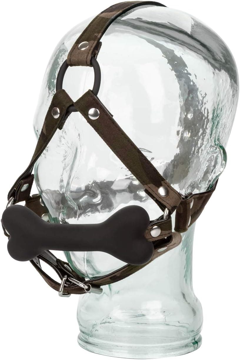 Morso con osso Camo Bone Gag pesante fetish bondage bit pelle PU regolabile BDSM in prodotto Erosdom - Palmi, commercioVirtuoso.it