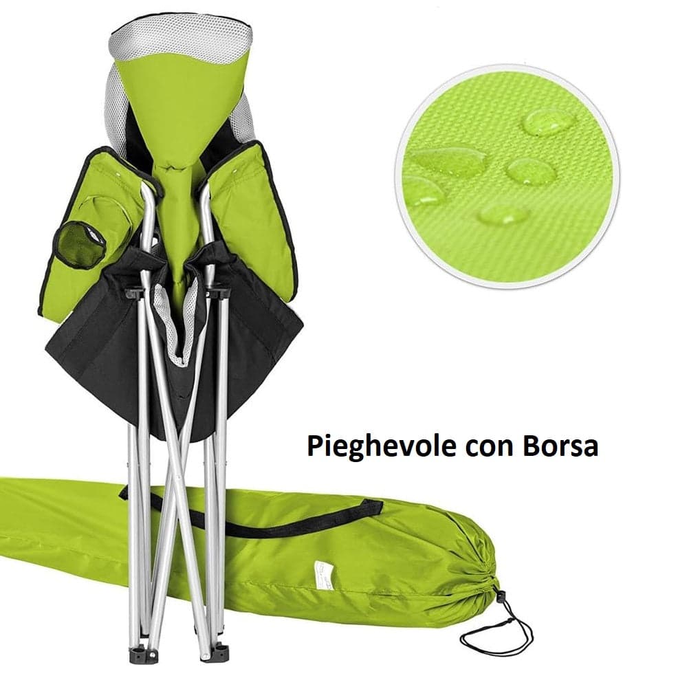 Sedia Pieghevole Campeggio Kit 2pz Salvaspazio e Borsa, Mare Giardino Pesca Verde in Sedie Danyx - Casoria, commercioVirtuoso.it