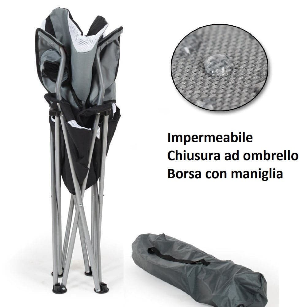Sedia Pieghevole Campeggio Kit 2pz Salvaspazio e Borsa, Mare Giardino Pesca Grigio in Sedie Danyx - Casoria, commercioVirtuoso.it