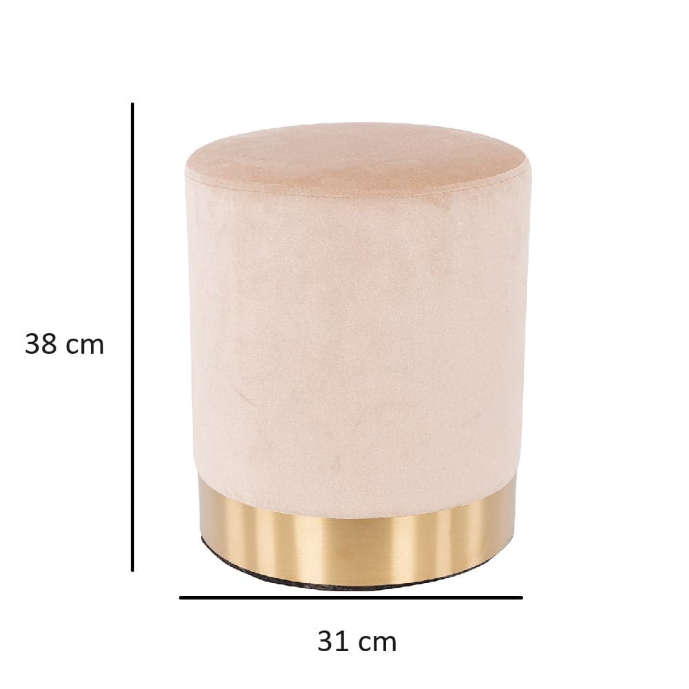 Pouf Poggiapiedi Velluto, Struttura Legno Base dorata 31x31x38cm Beige in Panche contenitore Danyx - Casoria, commercioVirtuoso.it