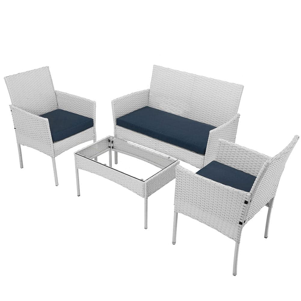 Set da Giardino 4pz in Polyrattan 2 Poltrone 1 Tavolino 1 Divano uso Esterno Bianco in Divanetti Danyx - Casoria, commercioVirtuoso.it