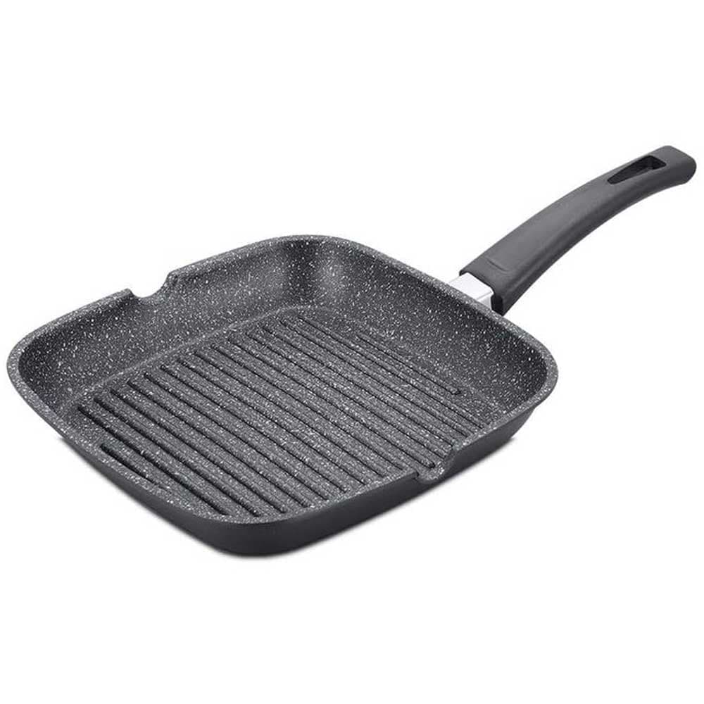 Bistecchiera Antiaderente  28x28 cm Induzione Manico Soft Griglia Effetto Barbecue in Padelle grill Danyx - Casoria, commercioVirtuoso.it