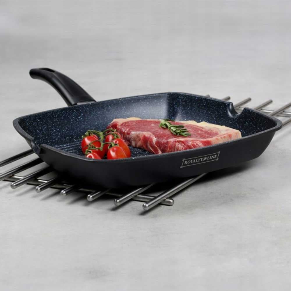 Bistecchiera Antiaderente  28x28 cm Induzione Manico Soft Griglia Effetto Barbecue in Padelle grill Danyx - Casoria, commercioVirtuoso.it