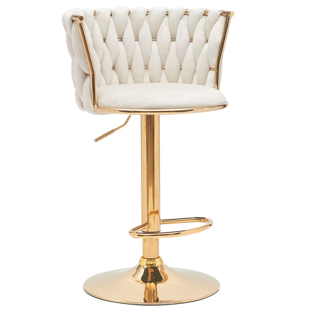 Coppia Sgabelli da Cucina Bar Schienale Intrecciato Velluto e Struttura Oro Panna in Sgabelli da bar Danyx - Casoria, commercioVirtuoso.it
