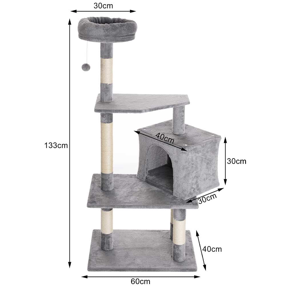 Tiragraffi Gioco Gatti Albero Rifugio Graffiatoio 5Piani 1Palla 1Cuccia Coperta Felini in Alberi tiragraffi Danyx - Casoria, commercioVirtuoso.it