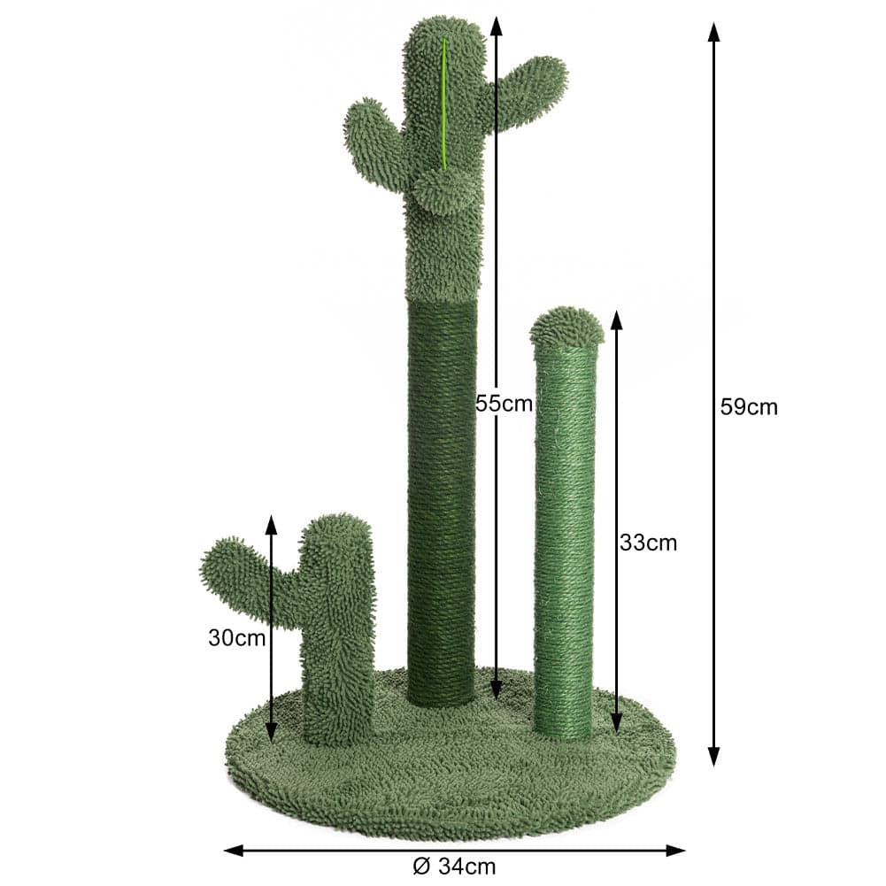 Tiragraffi Gioco Gatti, Graffiatoio Forma 3 Cactus con Pallina 34 x h59 cm Verde in Alberi tiragraffi Danyx - Casoria, commercioVirtuoso.it